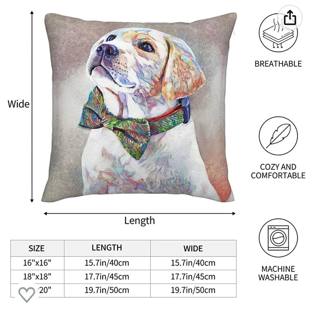 1Pc Colorful Abstract Art Portrait of Cute Labrador Linen Throw Pillow Cover‎
